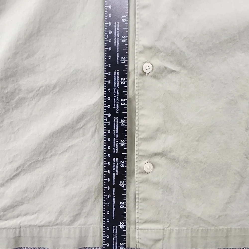 Banana Republic Mens Short Sleeve Button Down XL Olive Khaki Stretch Cotton